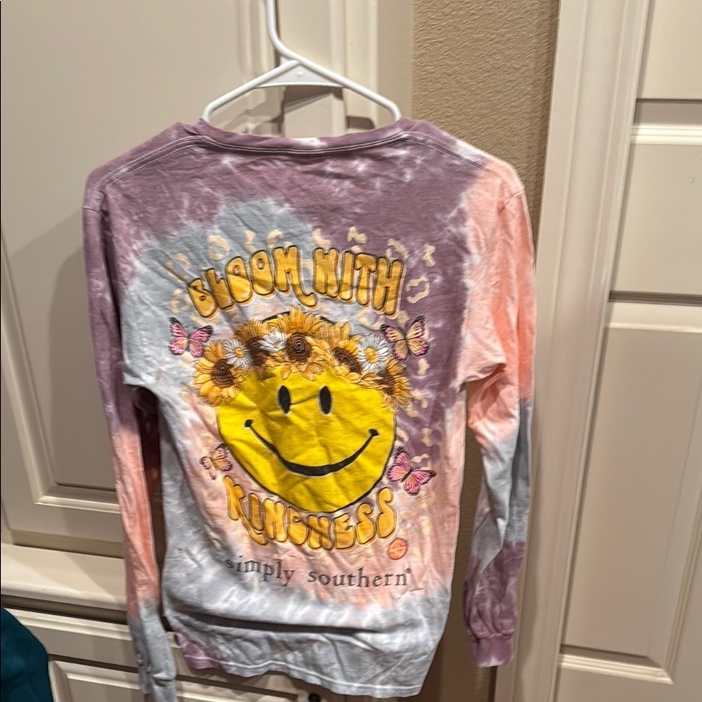 Tie-Dye Long Sleeve Shirt with Smiley Face - Picture 4 of 4